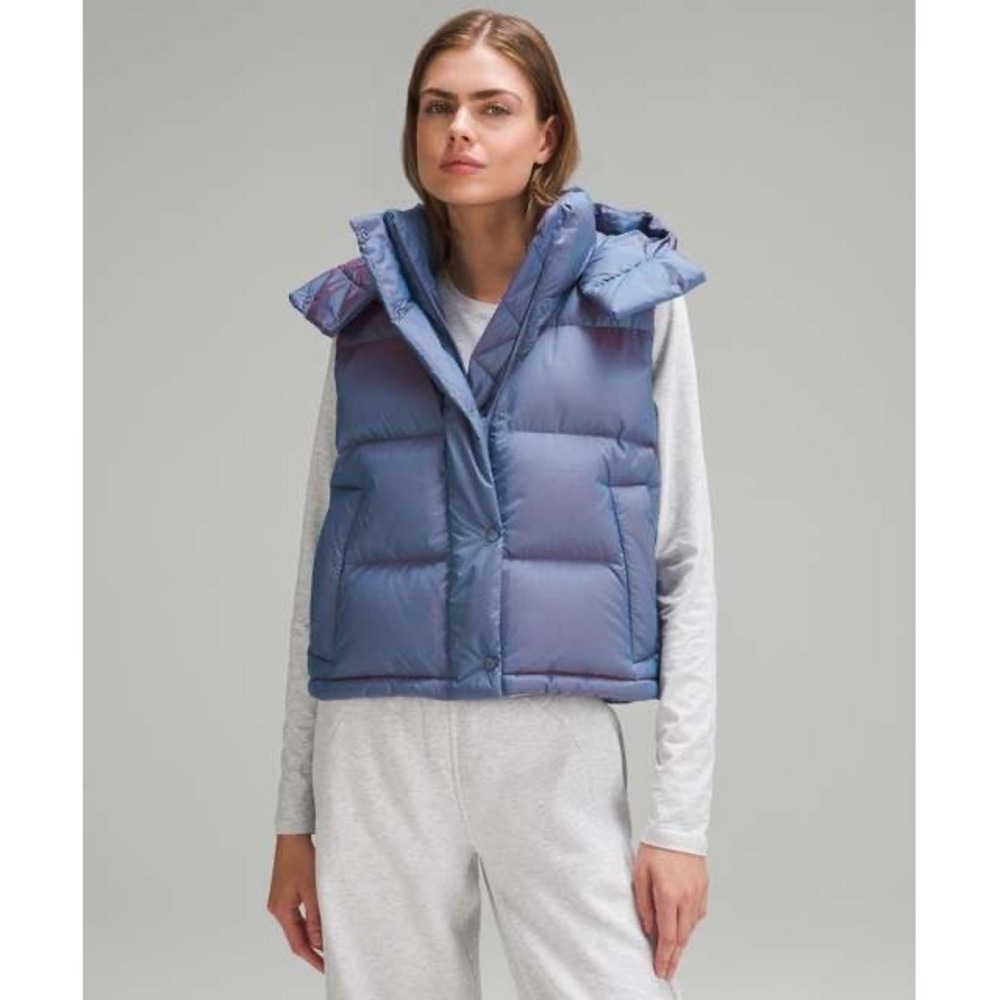 NWT Lululemon Wunder Puff Cropped Vest in Heathered Wild Indigo | Size 4